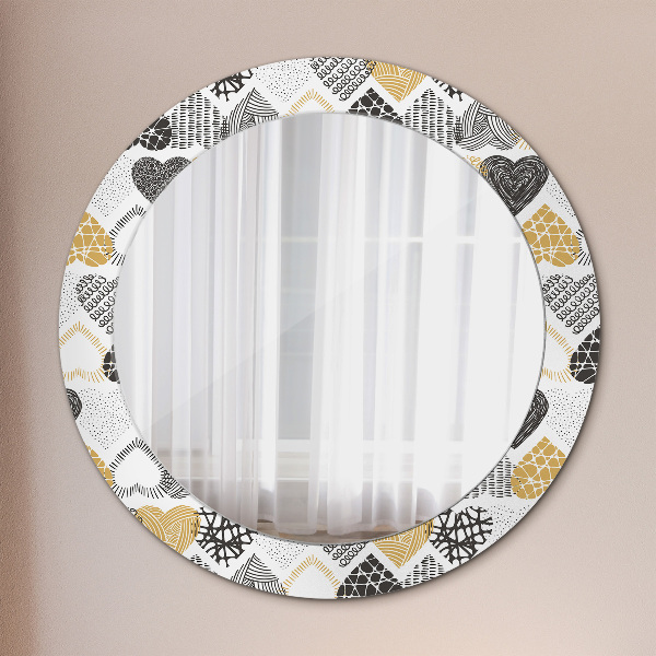 Miroir rond avec décoration Le cœur de doodle