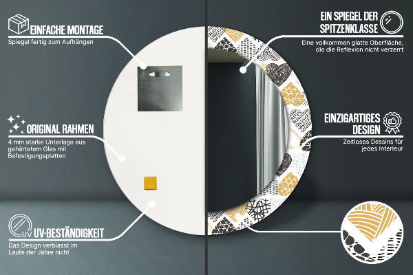 Miroir rond avec décoration Le cœur de doodle