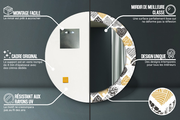 Miroir rond avec décoration Le cœur de doodle