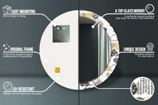 Miroir rond avec décoration Le cœur de doodle