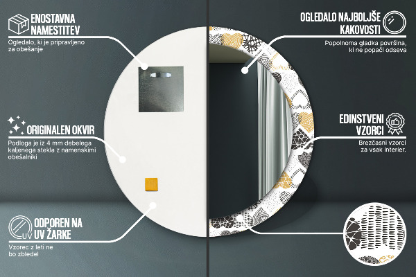 Miroir rond avec décoration Le cœur de doodle