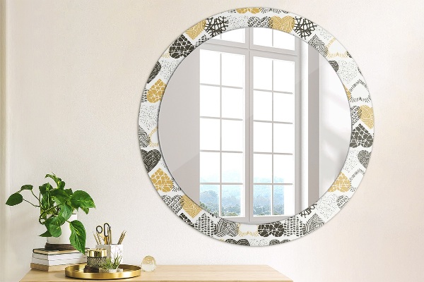 Miroir rond avec décoration Le cœur de doodle
