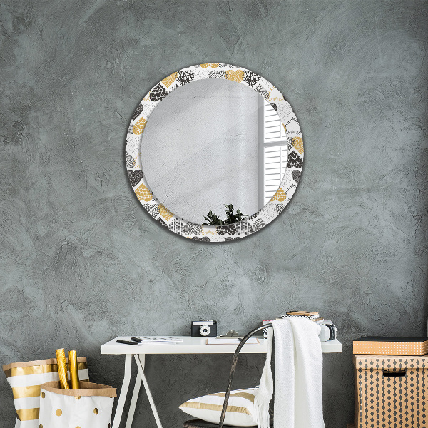 Miroir rond avec décoration Le cœur de doodle