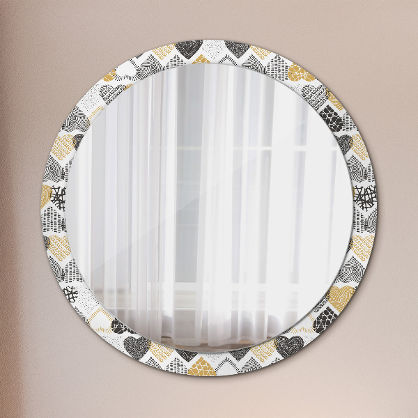 Miroir rond avec décoration Le cœur de doodle
