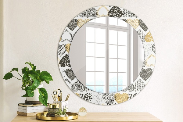 Miroir rond avec décoration Le cœur de doodle