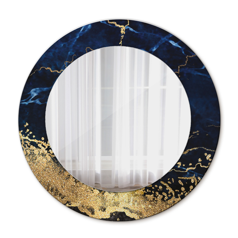 Miroir rond avec décoration Marbre bleu