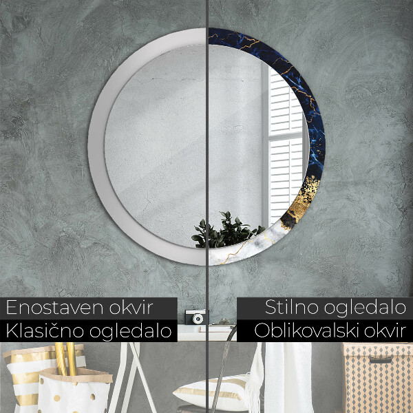 Miroir rond avec décoration Marbre bleu
