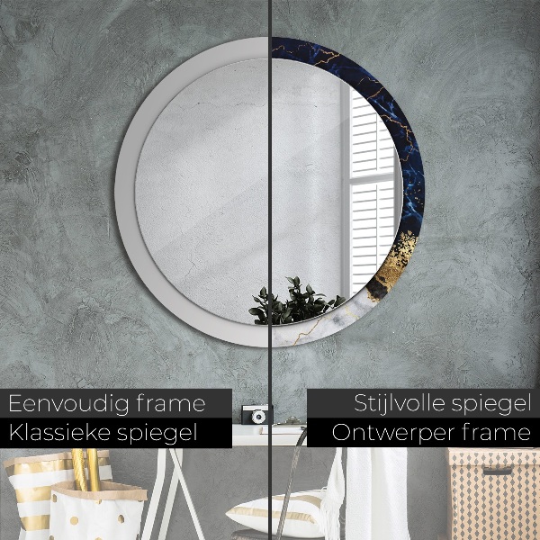 Miroir rond avec décoration Marbre bleu