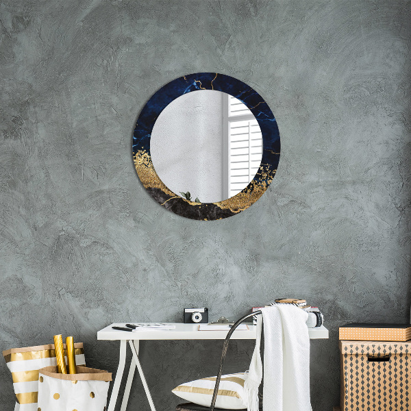 Miroir rond avec décoration Marbre bleu