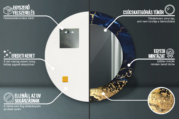 Miroir rond avec décoration Marbre bleu