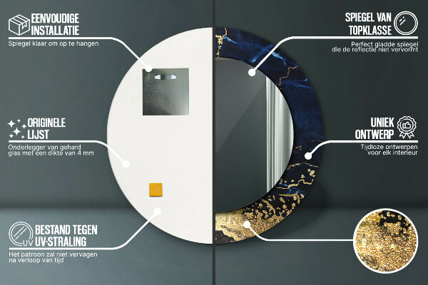 Miroir rond avec décoration Marbre bleu