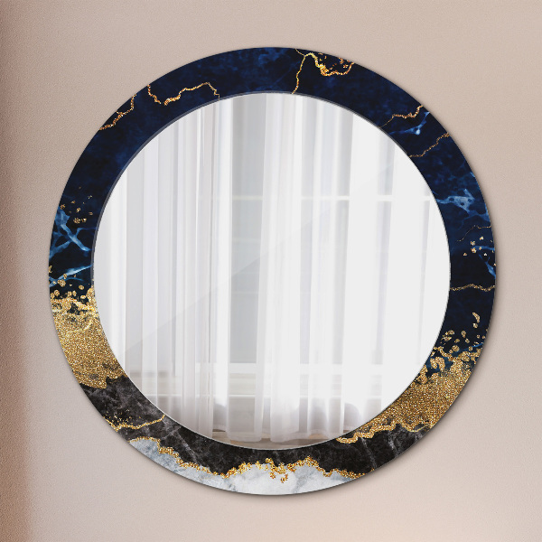 Miroir rond avec décoration Marbre bleu