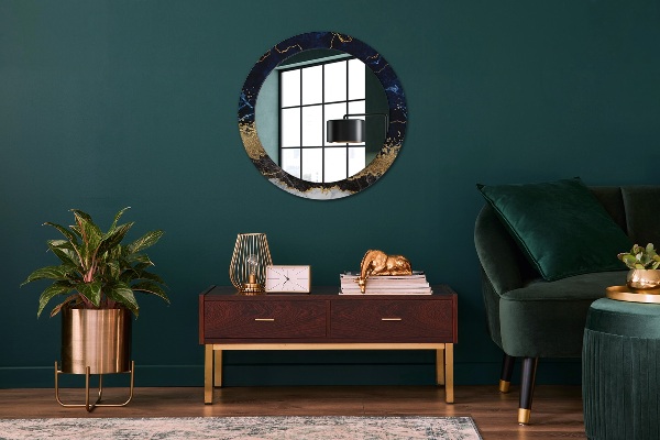 Miroir rond avec décoration Marbre bleu