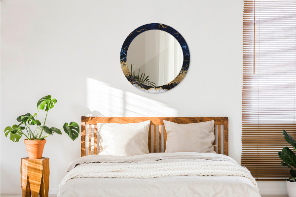Miroir rond avec décoration Marbre bleu