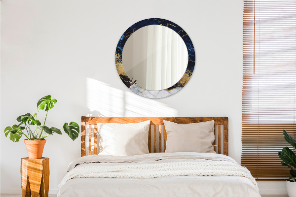 Miroir rond avec décoration Marbre bleu