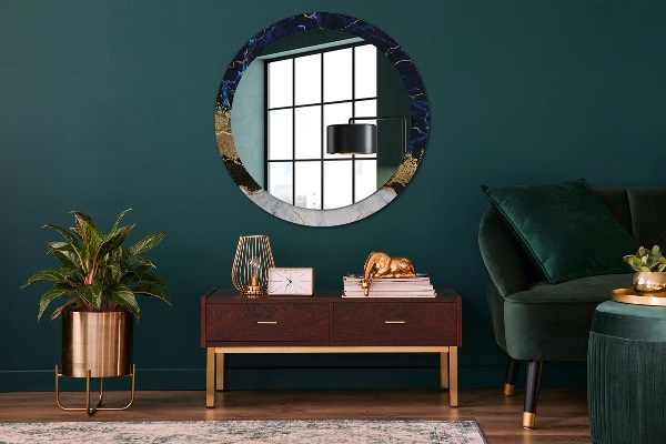 Miroir rond avec décoration Marbre bleu