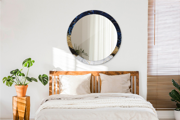 Miroir rond avec décoration Marbre bleu