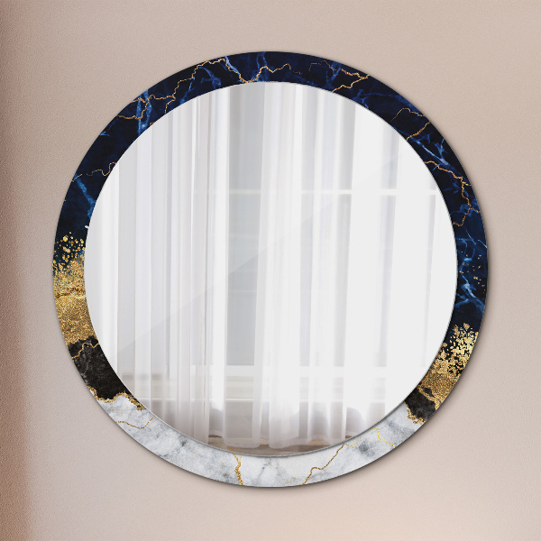 Miroir rond avec décoration Marbre bleu