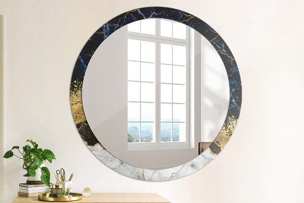 Miroir rond avec décoration Marbre bleu