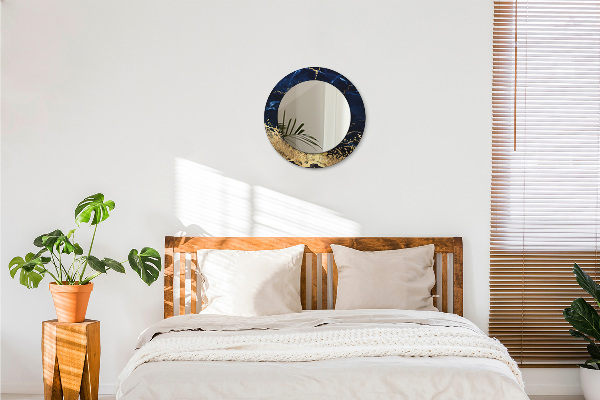 Miroir rond avec décoration Marbre bleu