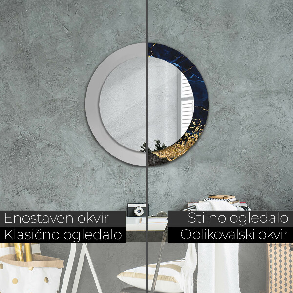 Miroir rond avec décoration Marbre bleu