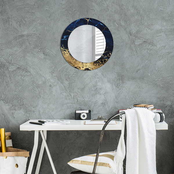 Miroir rond avec décoration Marbre bleu