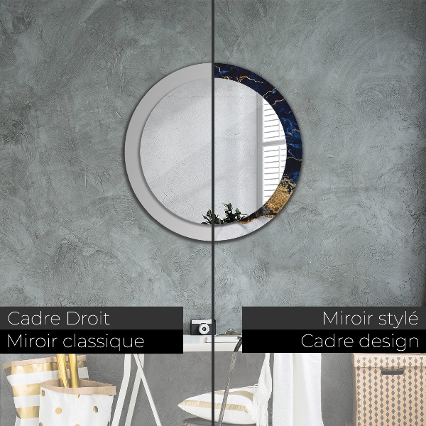 Miroir rond avec décoration Marbre bleu