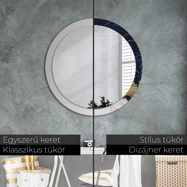 Miroir rond avec décoration Marbre bleu