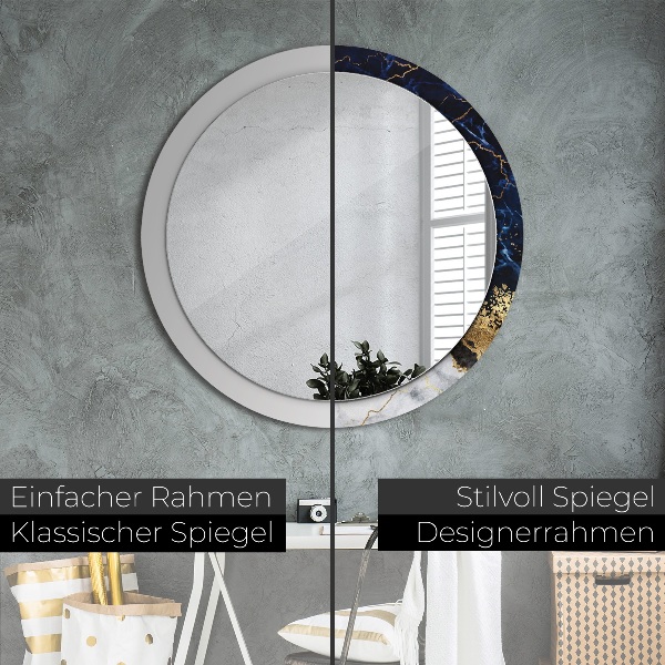 Miroir rond avec décoration Marbre bleu