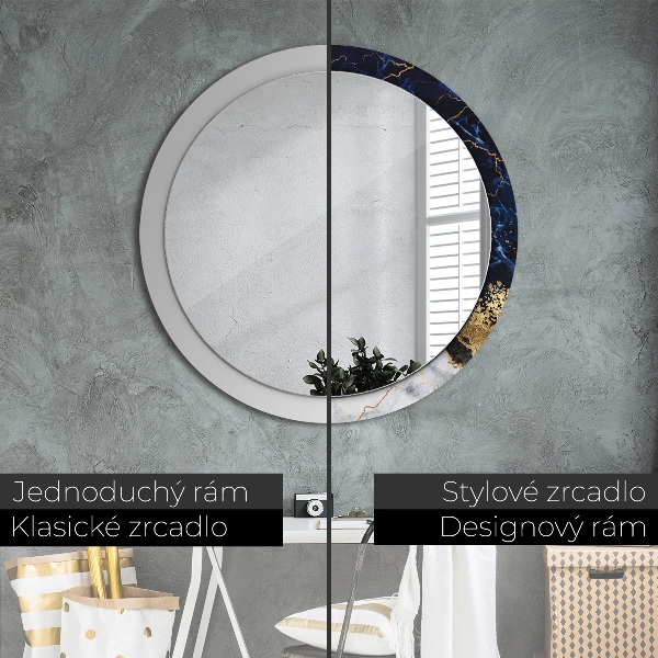 Miroir rond avec décoration Marbre bleu