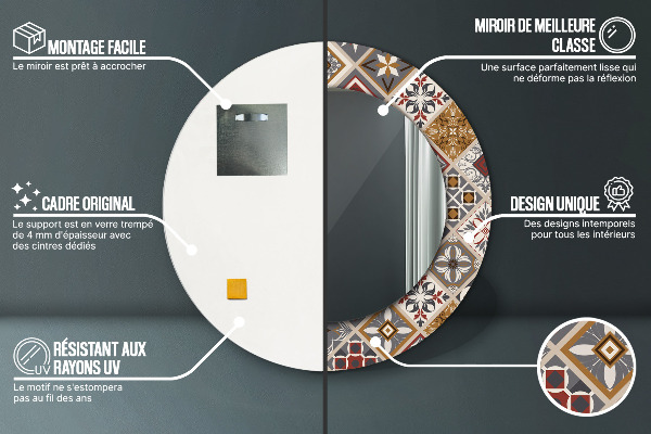Miroir rond avec décoration Motif turc
