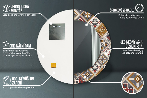 Miroir rond avec décoration Motif turc