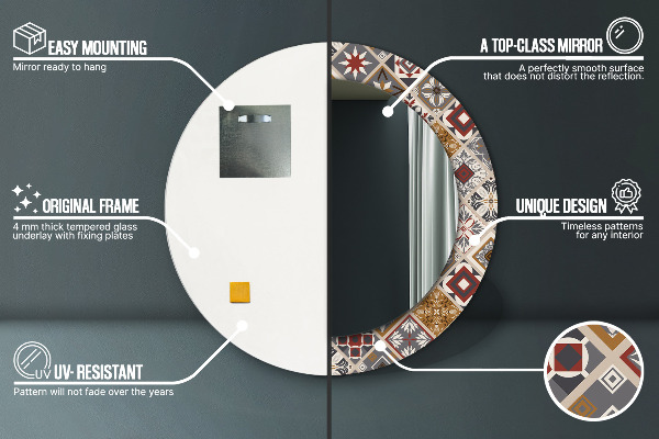 Miroir rond avec décoration Motif turc