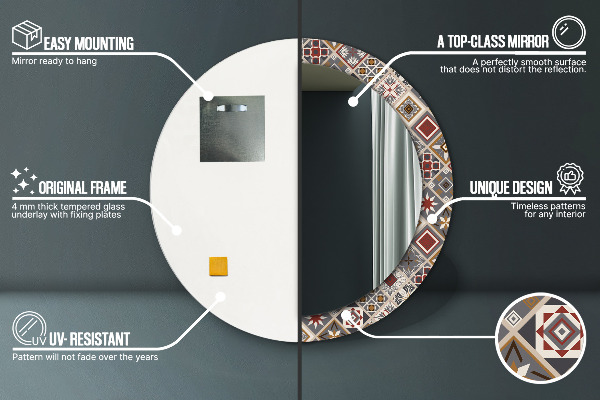 Miroir rond avec décoration Motif turc