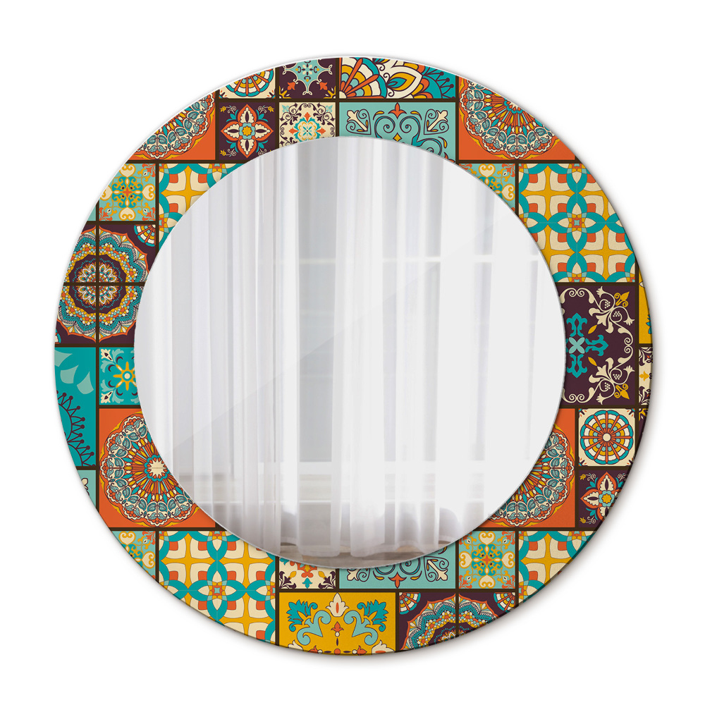 Miroir rond avec décoration Schéma arabe