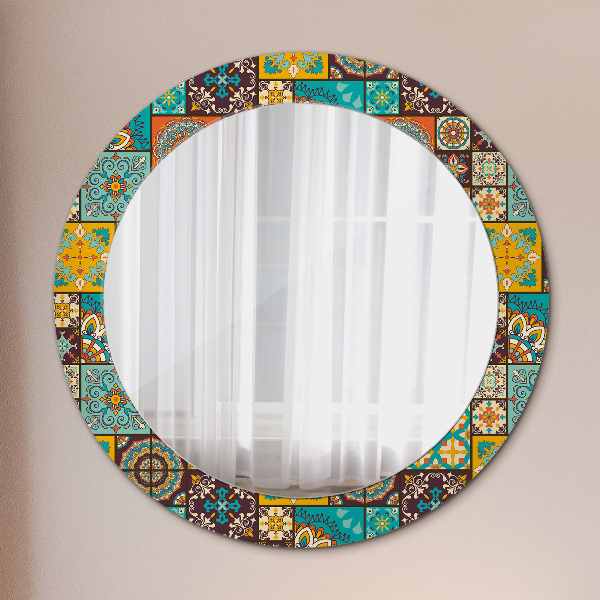 Miroir rond avec décoration Schéma arabe