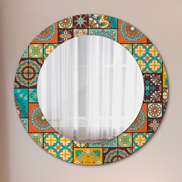 Miroir rond avec décoration Schéma arabe