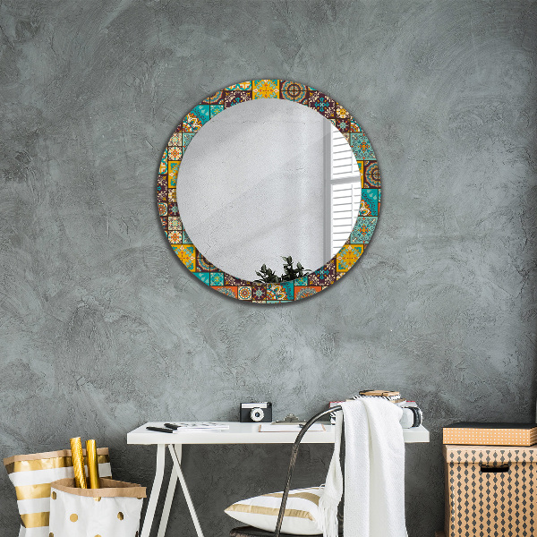 Miroir rond avec décoration Schéma arabe