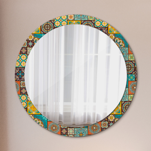 Miroir rond avec décoration Schéma arabe