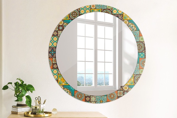 Miroir rond avec décoration Schéma arabe
