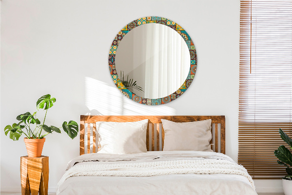 Miroir rond avec décoration Schéma arabe