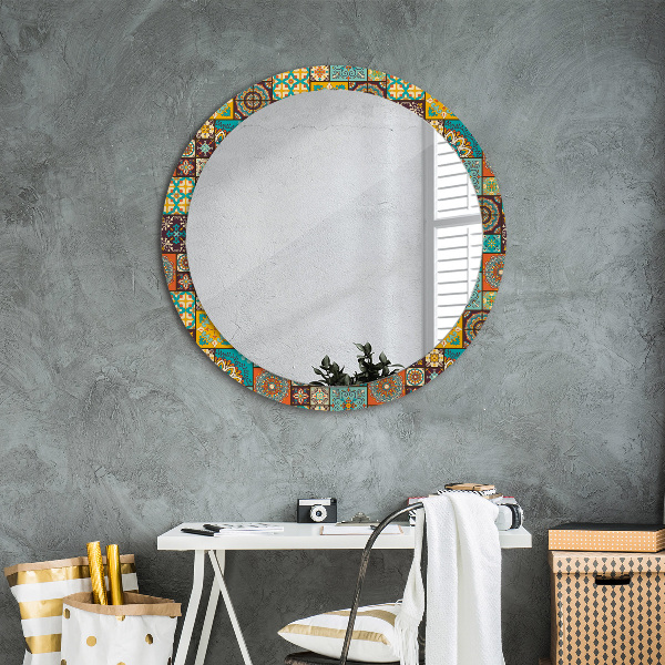 Miroir rond avec décoration Schéma arabe