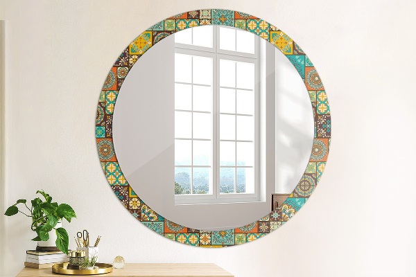 Miroir rond avec décoration Schéma arabe