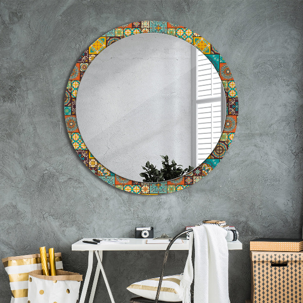 Miroir rond avec décoration Schéma arabe