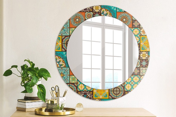 Miroir rond avec décoration Schéma arabe