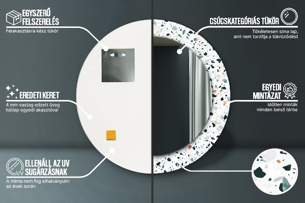 Miroir rond imprimé Pierre naturelle