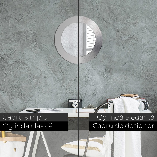 Miroir rond imprimé Acier brillant