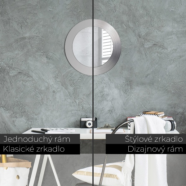 Miroir rond imprimé Acier brillant