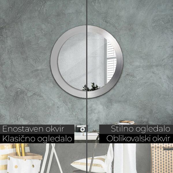 Miroir rond imprimé Acier brillant