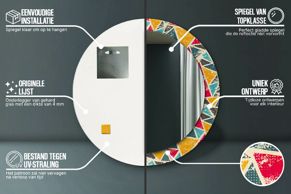 Miroir rond imprimé Composition rétro
